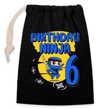 Birthday Ninja 6 Year Old Birthday Party Gift - Verschließbarer Geschenkbeutel aus Baumwolle (14x20cm) - Schwarz - Vorne