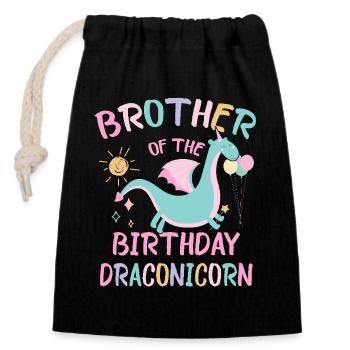Brother Of the Birthday Girl Dracon Family Party - Verschließbarer Geschenkbeutel aus Baumwolle (14x20cm) - Schwarz - Vorne