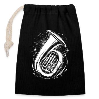 Tuba Skizze - Verschließbarer Geschenkbeutel aus Baumwolle (14x20cm) - Schwarz - Vorne