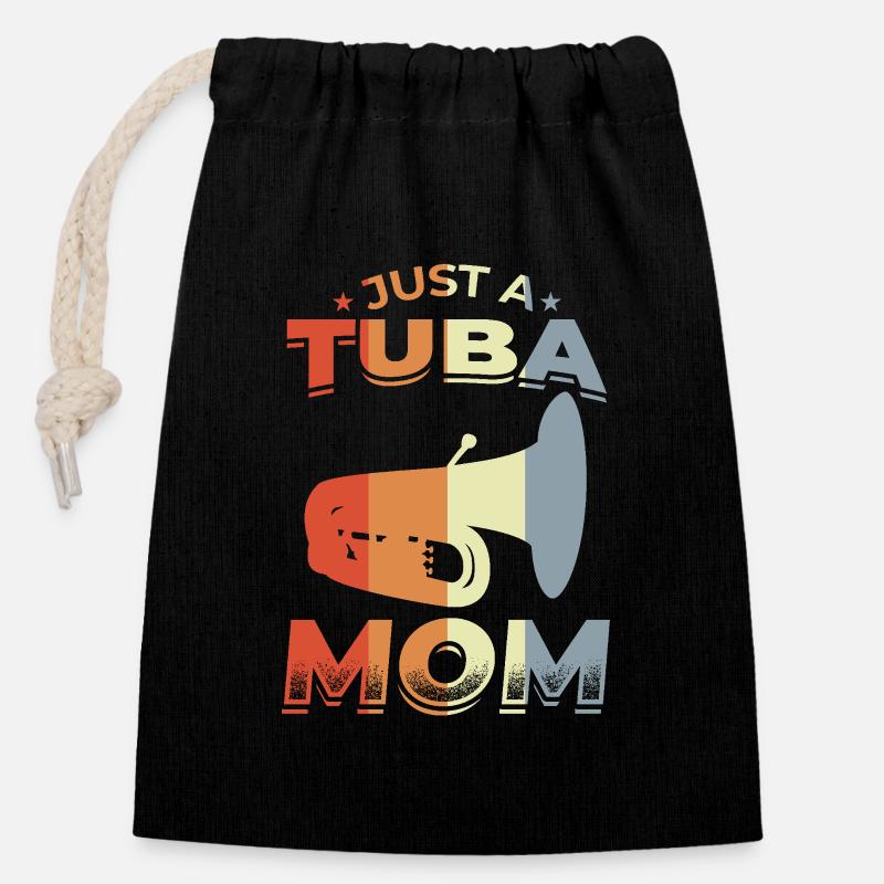 Tuba Mutter - Verschließbarer Geschenkbeutel aus Baumwolle (14x20cm) - Schwarz