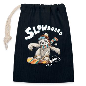 Faultier Snowboard Pun Slowboard Humor Wintersport - Verschließbarer Geschenkbeutel aus Baumwolle (14x20cm) - Navy - Vorne