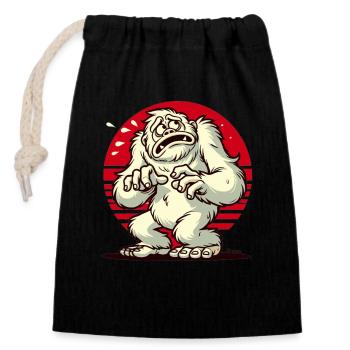 Scared funny Yeti Bigfoot scared - Closable cotton gift bag (14x20cm) - black - Front