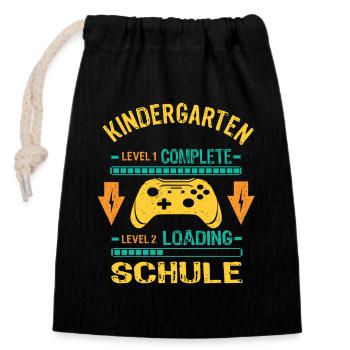 Kita Abgänger 2026 Kindergarten Level Complete - Verschließbarer Geschenkbeutel aus Baumwolle (14x20cm) - Schwarz - Vorne