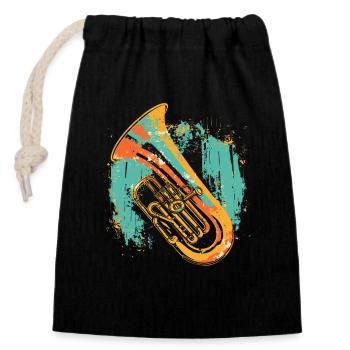 Tuba Graphic - Closable cotton gift bag (14x20cm) - black - Front