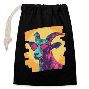 Chèvre - Sac cadeau en coton avec cordon (14 x 20 cm) - noir - Devant