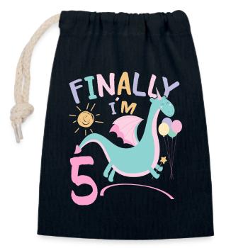 5th birthday Girl Dracon 5 Years Old Gifts - Closable cotton gift bag (14x20cm) - navy - Front