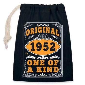 Vintage Born in 1952 made in 1952 73 years old. Art_20 - Closable cotton gift bag (14x20cm) - navy - Front