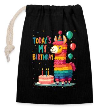 Birthday, Children's Birthday, Birthday Party - Closable cotton gift bag (14x20cm) - black - Front