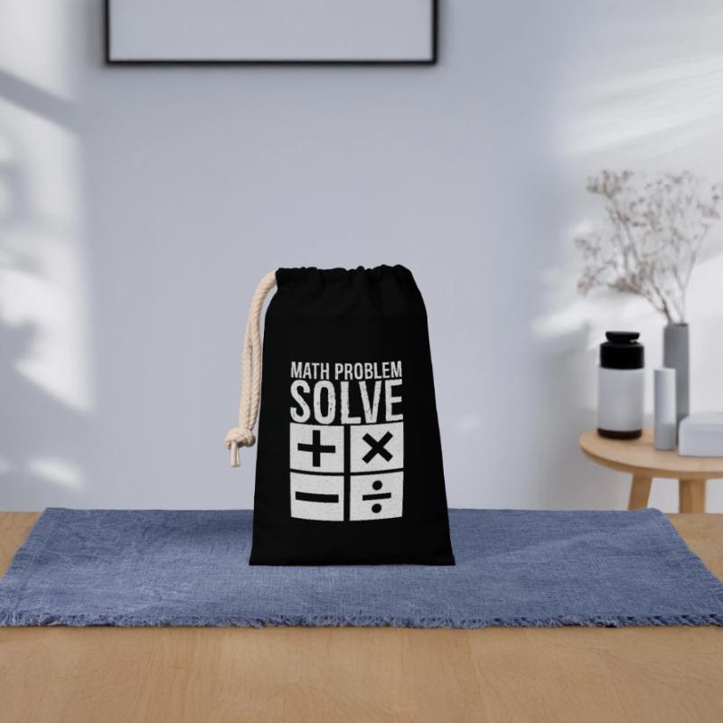 math problem solve Closable cotton gift bag (14x20cm)