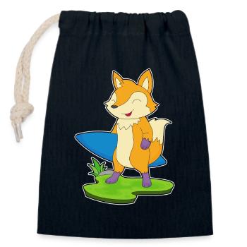 Été de surf Fox Surf - Sac cadeau en coton avec cordon (14 x 20 cm) - bleu marine - Devant
