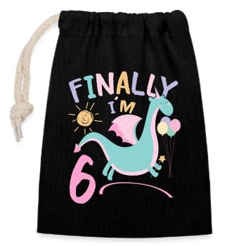 6ème anniversaire Fille Dracon 6 ans Cadeaux - Sac cadeau en coton avec cordon (14 x 20 cm) - noir - Devant