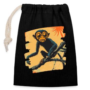 Monkey - Closable cotton gift bag (14x20cm) - black - Front
