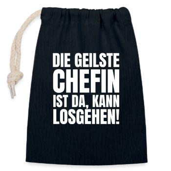 lustiger chefin spruch beste stolze chefin humor - Verschließbarer Geschenkbeutel aus Baumwolle (14x20cm) - Navy - Vorne
