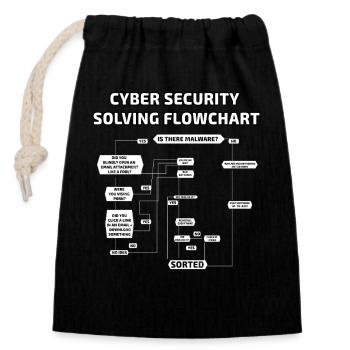 Cyber Security Solving Flowchart - Closable cotton gift bag (14x20cm) - black - Front