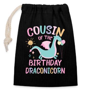 Cousin Of the Birthday Girl Dracon Family Party - Verschließbarer Geschenkbeutel aus Baumwolle (14x20cm) - Schwarz - Vorne