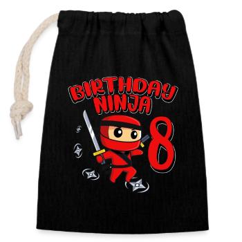 Birthday Ninja 8 Year Old Birthday Party Gift - Verschließbarer Geschenkbeutel aus Baumwolle (14x20cm) - Schwarz - Vorne