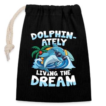 Dolphin-ately Living The Dream - Verschließbarer Geschenkbeutel aus Baumwolle (14x20cm) - Schwarz - Vorne