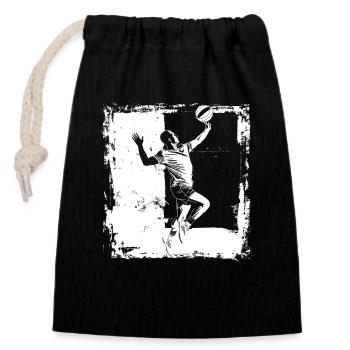 Croquis de joueur de volley-ball - Sac cadeau en coton avec cordon (14 x 20 cm) - noir - Devant
