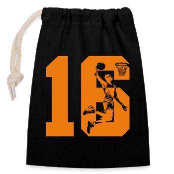 NUMBER 16 BASKETBALL 16TH BIRTHDAY - Closable cotton gift bag (14x20cm) - black - Front