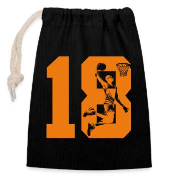 NUMÉRO 18 BASKETBALL 18E ANNIVERSAIRE - Sac cadeau en coton avec cordon (14 x 20 cm) - noir - Devant