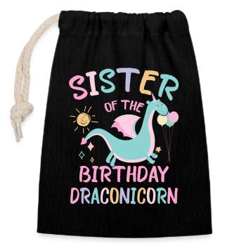 Sister Of the Birthday Girl Dracon Family Party - Verschließbarer Geschenkbeutel aus Baumwolle (14x20cm) - Schwarz - Vorne