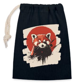 Panda roux rétro - Sac cadeau en coton avec cordon (14 x 20 cm) - bleu marine - Devant