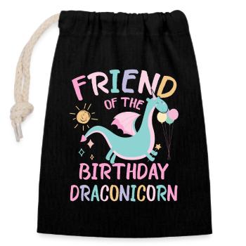 Friend Of the Birthday Girl Dracon Family Party - Verschließbarer Geschenkbeutel aus Baumwolle (14x20cm) - Schwarz - Vorne