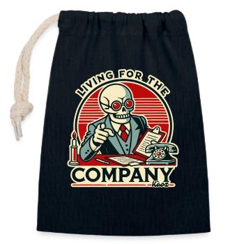 La vie de bureau de l’entreprise, le travail jusqu’à la mort - Sac cadeau en coton avec cordon (14 x 20 cm) - bleu marine - Devant