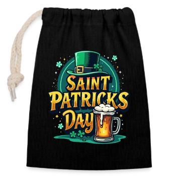 Bière de la Saint-Patrick - Sac cadeau en coton avec cordon (14 x 20 cm) - noir - Devant