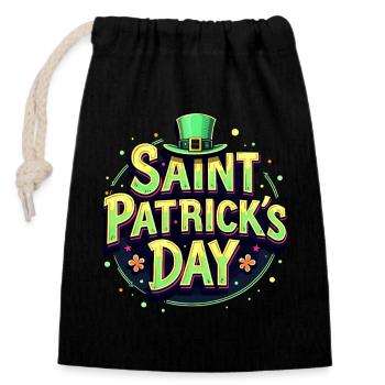 Bière de la Saint-Patrick - Sac cadeau en coton avec cordon (14 x 20 cm) - noir - Devant