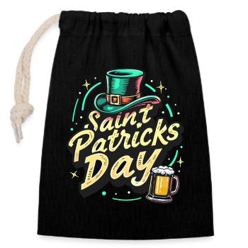 Saint Patrick`s Day Beer - Verschließbarer Geschenkbeutel aus Baumwolle (14x20cm) - Schwarz - Vorne