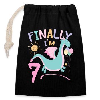 7ème anniversaire Fille Dracon 7 ans Cadeaux - Sac cadeau en coton avec cordon (14 x 20 cm) - noir - Devant