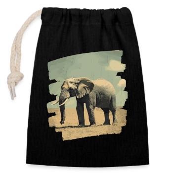 Éléphant - Sac cadeau en coton avec cordon (14 x 20 cm) - noir - Devant