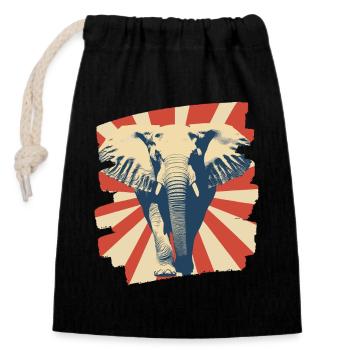 Éléphant - Sac cadeau en coton avec cordon (14 x 20 cm) - noir - Devant