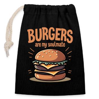Burgers are my Soulmate Hamburger Fast Food - Verschließbarer Geschenkbeutel aus Baumwolle (14x20cm) - Schwarz - Vorne