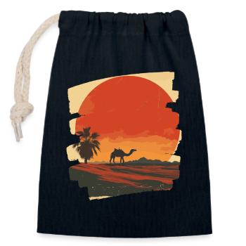 Chameau - Sac cadeau en coton avec cordon (14 x 20 cm) - bleu marine - Devant