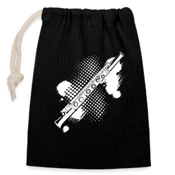 Flute stain - Closable cotton gift bag (14x20cm) - black - Front