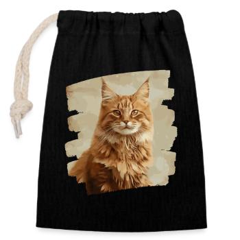 Maine Coon - Closable cotton gift bag (14x20cm) - black - Front