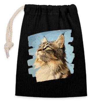 Maine Coon - Closable cotton gift bag (14x20cm) - black - Front