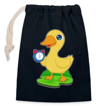 Ente Wecker - Verschließbarer Geschenkbeutel aus Baumwolle (14x20cm) - Navy - Vorne