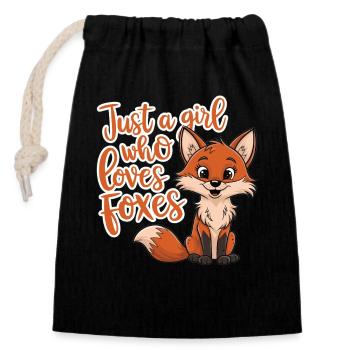 Renard, tu as volé mon cœur - Sac cadeau en coton avec cordon (14 x 20 cm) - noir - Devant