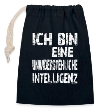 L’IA dit une intelligence irrésistible - Sac cadeau en coton avec cordon (14 x 20 cm) - bleu marine - Devant