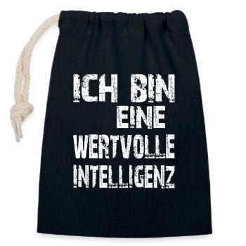 AI Saying I'm a Valuable Intelligence - Closable cotton gift bag (14x20cm) - navy - Front