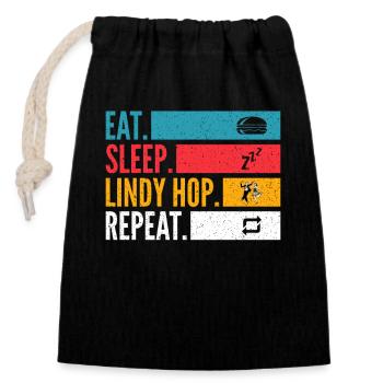 Eat Sleep Lindy Hop Repeat für Swing Tänzer - Verschließbarer Geschenkbeutel aus Baumwolle (14x20cm) - Schwarz - Vorne