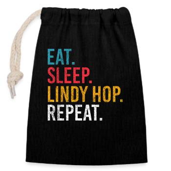 Eat Sleep Lindy Hop Repeat für Swing Tänzer - Verschließbarer Geschenkbeutel aus Baumwolle (14x20cm) - Schwarz - Vorne