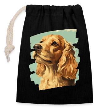 Cocker Spaniel - Sac cadeau en coton avec cordon (14 x 20 cm) - noir - Devant