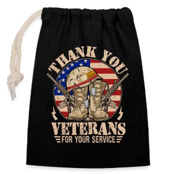 Merci aux anciens combattants pour votre service - Sac cadeau en coton avec cordon (14 x 20 cm) - noir - Devant