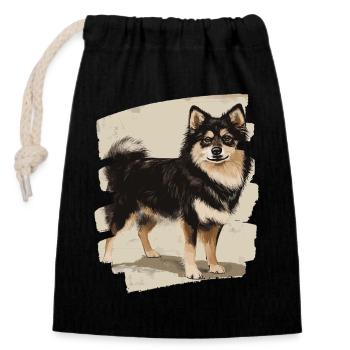 Finnish Lapphund - Closable cotton gift bag (14x20cm) - black - Front