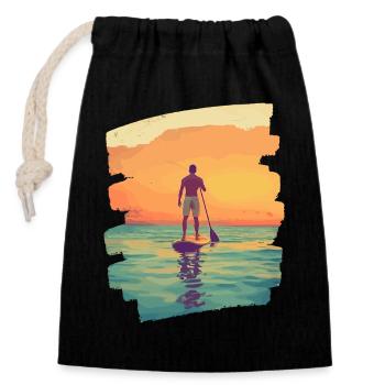Stand-up paddle SUP - Closable cotton gift bag (14x20cm) - black - Front