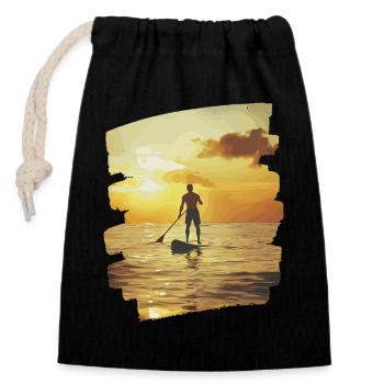 Stand-up paddle SUP - Closable cotton gift bag (14x20cm) - black - Front